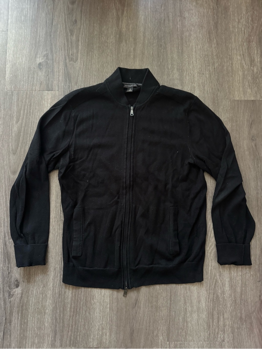 Banana Republic Black Zip-Up Knit Bomber